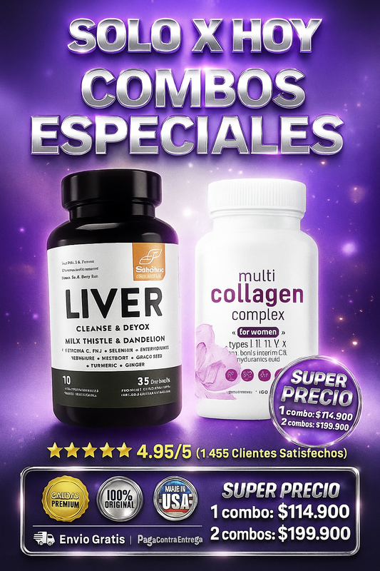 💊 LIMPIA TU HÍGADO, RENUEVA TU PIEL ✨ LIVER CLEANSE + MULTI COLLAGEN = PODER INTERNO DESBLOQUEADO 2 PRODUCTOS IMPORTADOS 100% ORIGINAL 🇺🇸