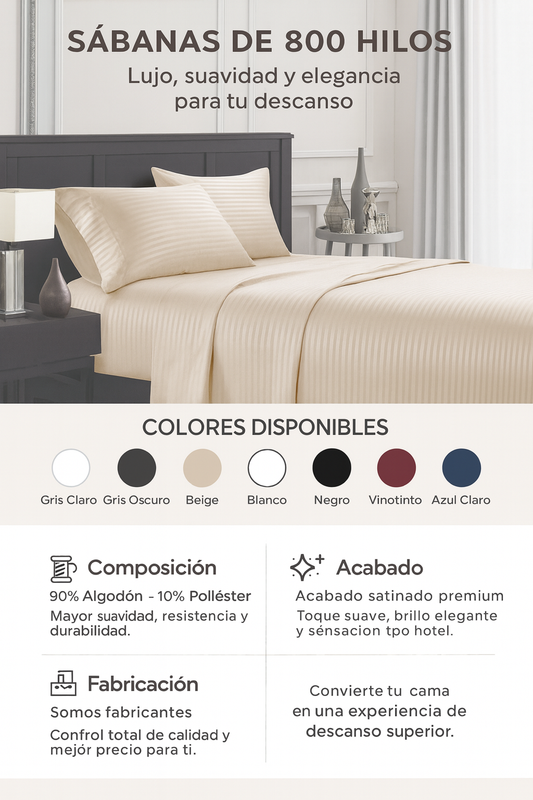 🛏️ JUEGO DE SÁBANAS POLIALGODÓN 800 HILOS – CALIDAD PREMIUM QUE DURA Y AHORRA | ENVÍO GRATIS🚚