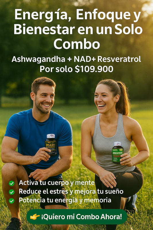 🧠🔥 Combo Potencia Celular + Estrés Bajo: NAD+ Resveratrol + Ashwagandha KSM-66🍃